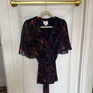 JB by Julie Brown Navy and Pink Floral top